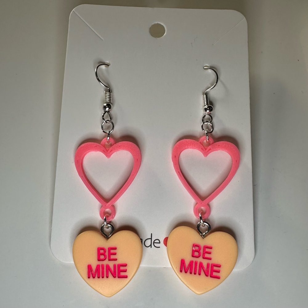 Handmade Candy Heart Love or Be Mine Earring NEW - Picture 2 of 6